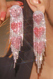 Pendientes de borla de diamantes completos de moda de corazón rojo