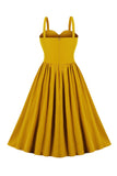 Tirantes de Espagueti Amarillo Vestido Vintage