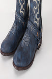 Botas vaqueras bordadas azules Boho Mid Calf