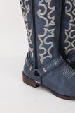 Botas vaqueras bordadas azules Boho Mid Calf