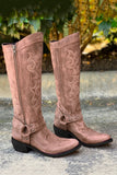 Botas vaqueras bordadas azules Boho Mid Calf