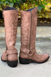 Botas vaqueras bordadas azules Boho Mid Calf