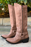Botas vaqueras bordadas azules Boho Mid Calf