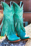 Botines con flecos de color rojo oscuro