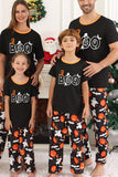 Conjunto de pijama familiar de Halloween con estampado de calabaza negra