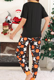 Conjunto de pijama familiar de Halloween con estampado de calabaza negra