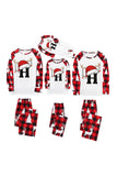 Conjunto de pijama familiar a juego con estampado navideño rojo y blanco