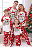 Conjunto de pijama familiar con estampado navideño rojo y blanco