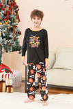 Conjunto de pijama familiar con estampado de calabaza negra de Halloween