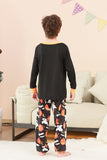 Conjunto de pijama familiar con estampado de calabaza negra de Halloween