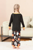 Conjunto de pijama familiar con estampado de calabaza negra de Halloween