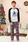 Pijama de Navidad Familiar con estampado de árbol azul negro