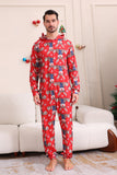 Pijama de una pieza navideño a juego con estampado de alce