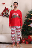 Conjunto de pijama familiar navideño rojo a juego