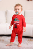 Estampado Rojo Navidad Familia Conjunto de Pijama a Juego