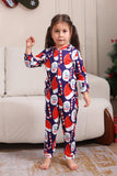 Conjunto de pijama azul oscuro Conjunto de pijama familiar con estampado de sombrero rojo