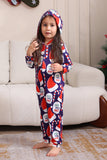 Conjunto de pijama azul oscuro Conjunto de pijama familiar con estampado de sombrero rojo