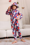 Conjunto de pijama azul oscuro Conjunto de pijama familiar con estampado de sombrero rojo