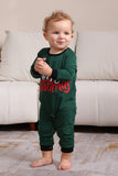 Conjunto de pijama familiar Feliz Navidad verde oscuro