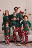 Conjunto de pijama familiar Feliz Navidad verde oscuro