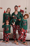 Conjunto de pijama familiar Feliz Navidad verde oscuro