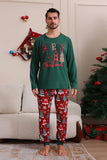 Conjunto de pijama familiar Feliz Navidad verde oscuro