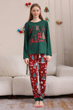 Conjunto de pijama familiar Feliz Navidad verde oscuro