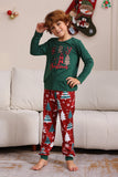 Conjunto de pijama familiar Feliz Navidad verde oscuro