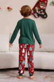 Conjunto de pijama familiar Feliz Navidad verde oscuro