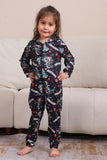 Pijama con capucha a juego familiar azul marino navideño