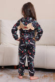 Pijama con capucha a juego familiar azul marino navideño