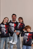 Sudaderas familiares de Halloween con capucha con estampado de esqueleto negro