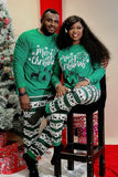 Verde Oscuro Feliz Navidad Estampado Conjuntos de Pijamas Familiares