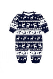 Conjunto de pijama de árbol de Navidad blanco de franela azul marino de Navidad