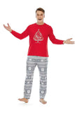 Ropa de noche casual holgada de manga larga Feliz árbol de Navidad Conjunto de pijama a juego