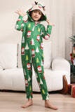 Pijama verde de Navidad para la familia Navidad a juego para mujeres hombres con capucha de una pieza pijamas de vacaciones