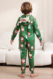 Pijama verde de Navidad para la familia Navidad a juego para mujeres hombres con capucha de una pieza pijamas de vacaciones