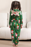 Pijama verde de Navidad para la familia Navidad a juego para mujeres hombres con capucha de una pieza pijamas de vacaciones