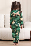 Conjunto de pijama con estampado de ciervo y copos de nieve verde oscuro para hombre y mujer parejas familia