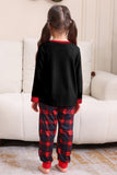 Negro Rojo Pijama Familiar A Juego Niños Adultos Tops De Bebé Y Pantalones A Cuadros Conjunto de Pijama de Navidad