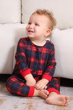 Negro Rojo Pijama Familiar A Juego Niños Adultos Tops De Bebé Y Pantalones A Cuadros Conjunto de Pijama de Navidad