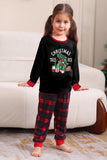 Negro Rojo Pijama Familiar A Juego Niños Adultos Tops De Bebé Y Pantalones A Cuadros Conjunto de Pijama de Navidad