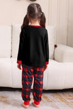 Negro Rojo Pijama Familiar A Juego Niños Adultos Tops De Bebé Y Pantalones A Cuadros Conjunto de Pijama de Navidad