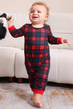 Negro Rojo Pijama Familiar A Juego Niños Adultos Tops De Bebé Y Pantalones A Cuadros Conjunto de Pijama de Navidad