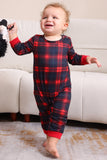 Negro Rojo Pijama Familiar A Juego Niños Adultos Tops De Bebé Y Pantalones A Cuadros Conjunto de Pijama de Navidad