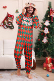 Pijamas familiares a juego de cuadros estampados con copos de nieve verde rojo