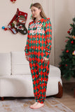 Pijamas familiares a juego de cuadros estampados con copos de nieve verde rojo