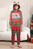 Pijamas familiares a juego de cuadros estampados con copos de nieve verde rojo