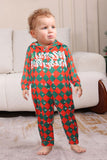 Pijamas familiares a juego de cuadros estampados con copos de nieve verde rojo