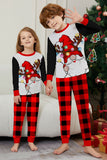 Conjunto de pijamas de Navidad con pantalones a cuadros de manga larga en negro y rojo